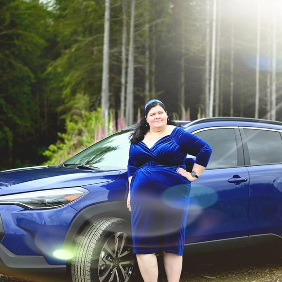 Vixen by Micheline Pitt Starlet Wiggle in blue velvet - Picture 3 of 3